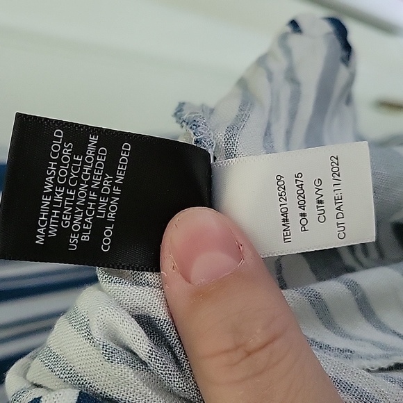 Torrid Blue and White Striped Maxi Rayon Slub Button Front Godet A-line Dress - Picture 8 of 11